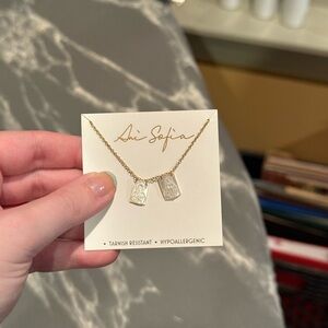 Scapular Mary and Jesus Mother of Pearl Necklace